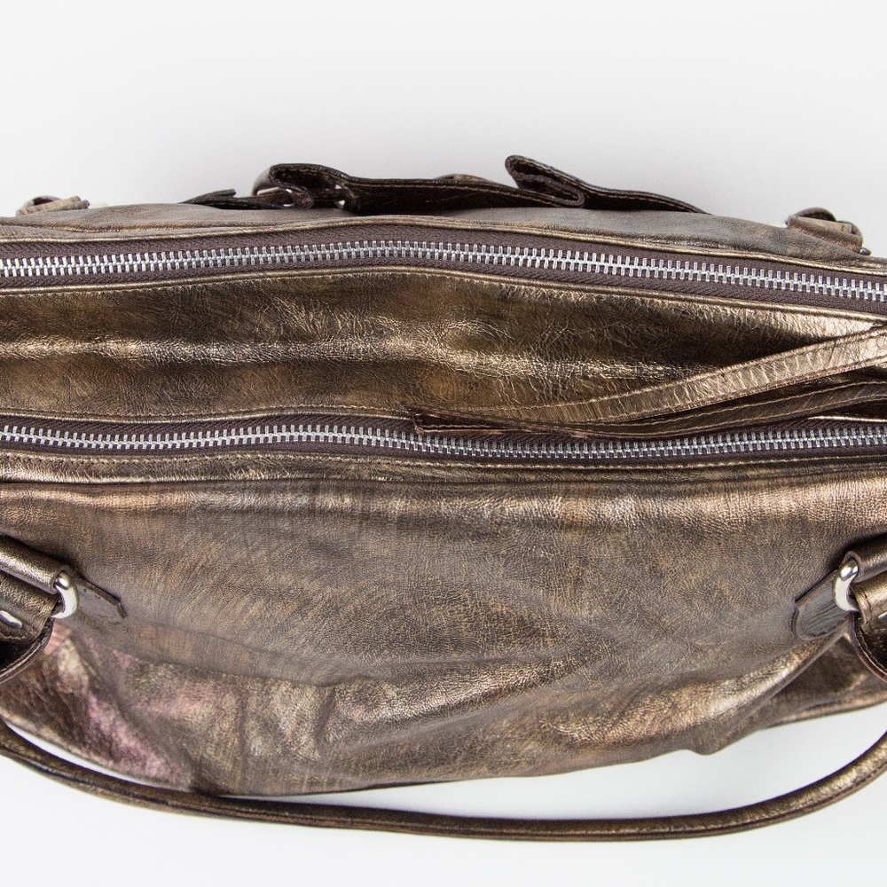 Cavalcanti Bronze Leather Satchel Handbag - Picture 5 of 8